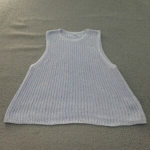 Old Navy Womens XXL Light Blue Shaker Knit Cotton Sleeveless Sweater Vest Shell